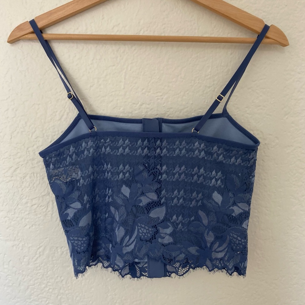 NWOT Aerie Show Off Winter Express Lace Corset Bra Top in Marbled Blue, Size S - Picture 3 of 5